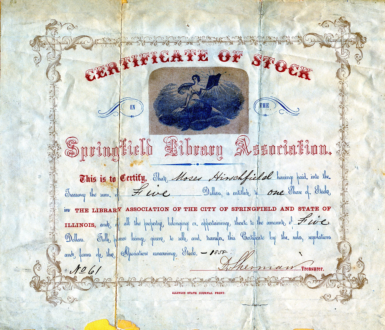 The Library Association Certificate from 1858