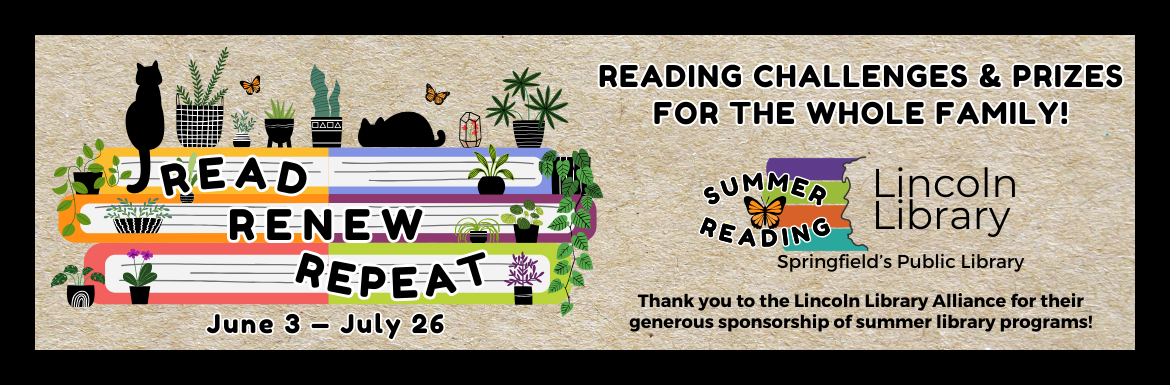 Read, renew, repeat. June 3-July 26. Reading challenges and prizes for the whole family!