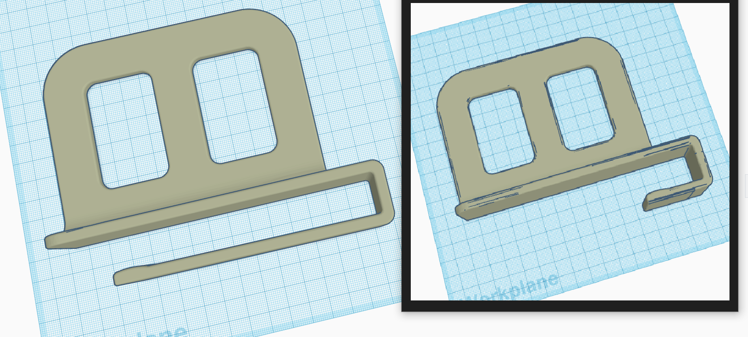 Before and after of modifying a shelf separator to attach to a metal cart from a board style shelf