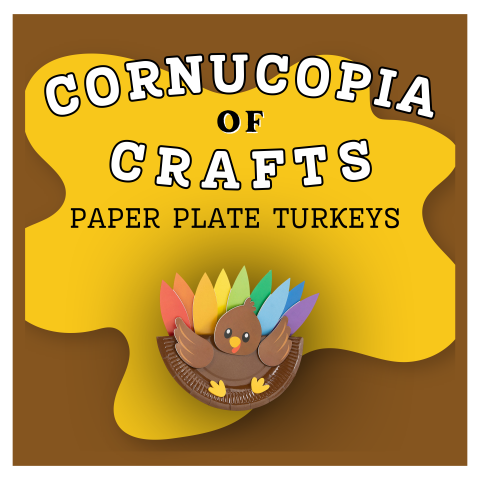 Cornucopia of Crafts Paper Plate Turkeys with photo of completed craft