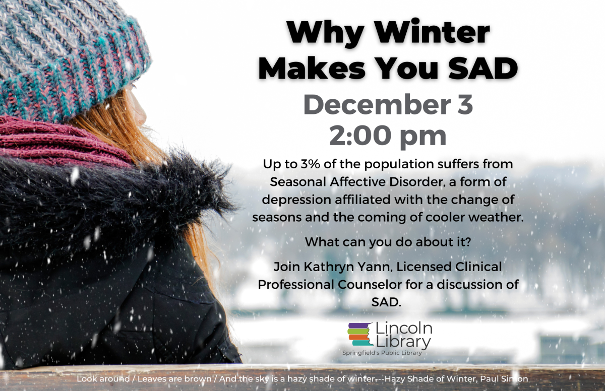 Flyer featuring a sad girl in a winter hat